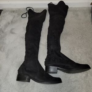 Charles by Charles David over the knee black heeled suede lace-up boots